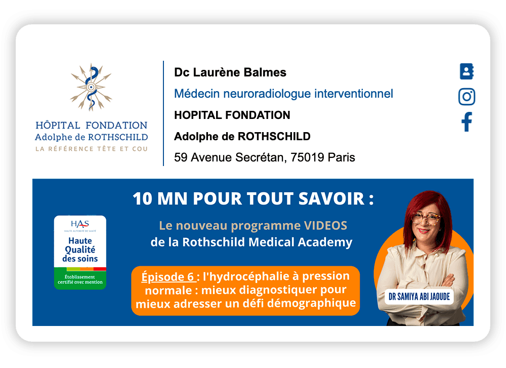 example of an email signature from a hospital that effectively highlights its events in email signatures, thanks to Sigilium